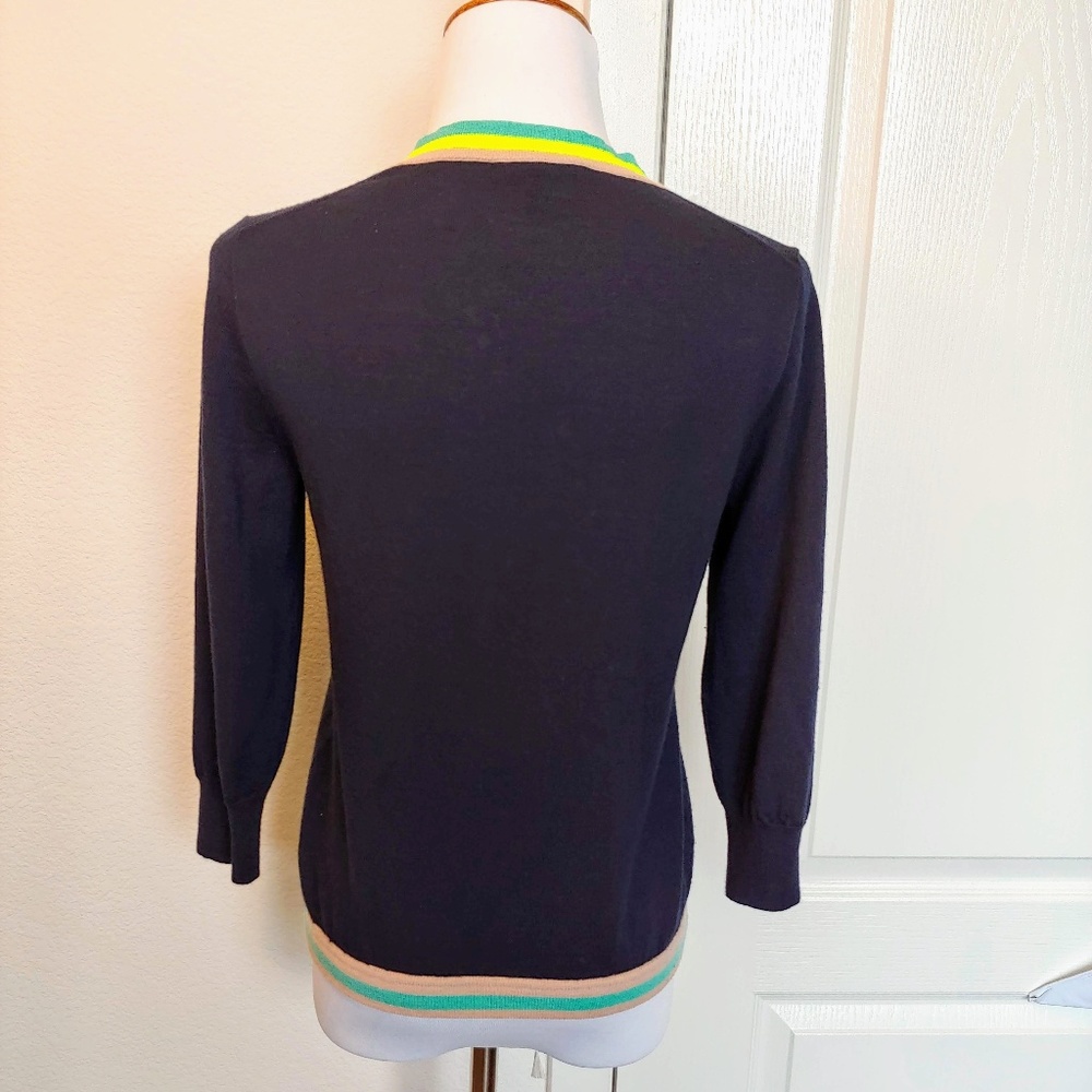 J.Crew 3/4-Sleeve Neon & Navy Cardigan - Picture 3 of 5